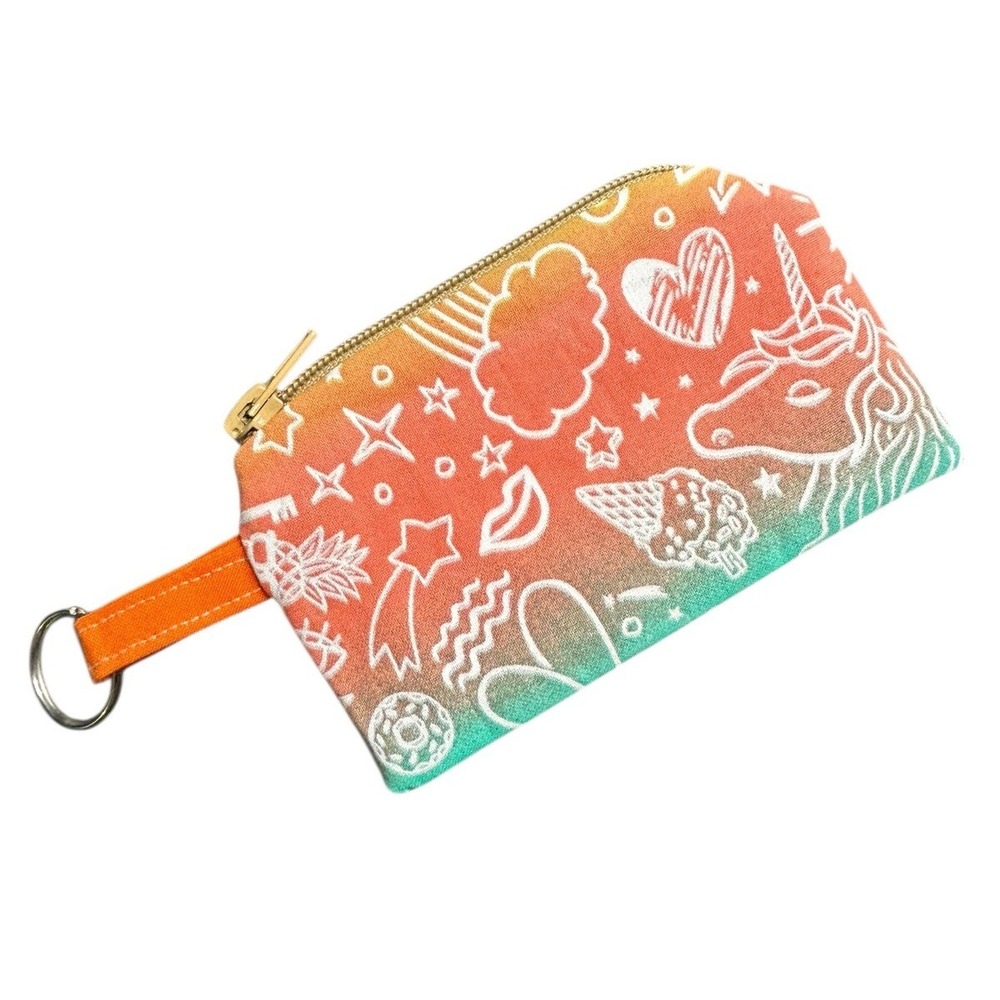 Unicorns Rainbows Zipper Coin Purse ID Money Card Pouch 5x3" Wallet Handmade New